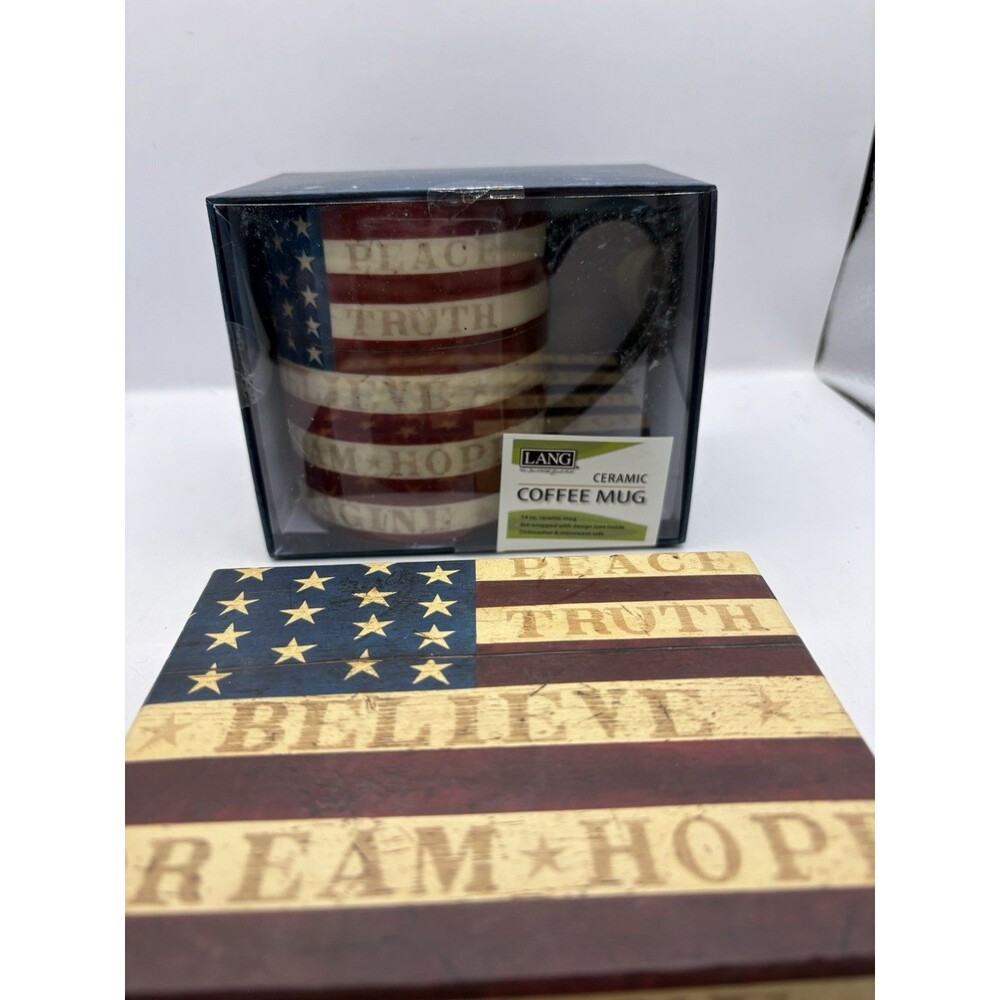 Lang ~ 14 oz Ceramic Coffee Mug By Warren Kimble ~   Old Glory American 2016 NIB
